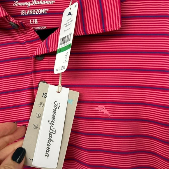NWT Tommy Bahama Men's Palm Desert Driver Stripe IslandZone Polo Size Large - Picture 5 of 8